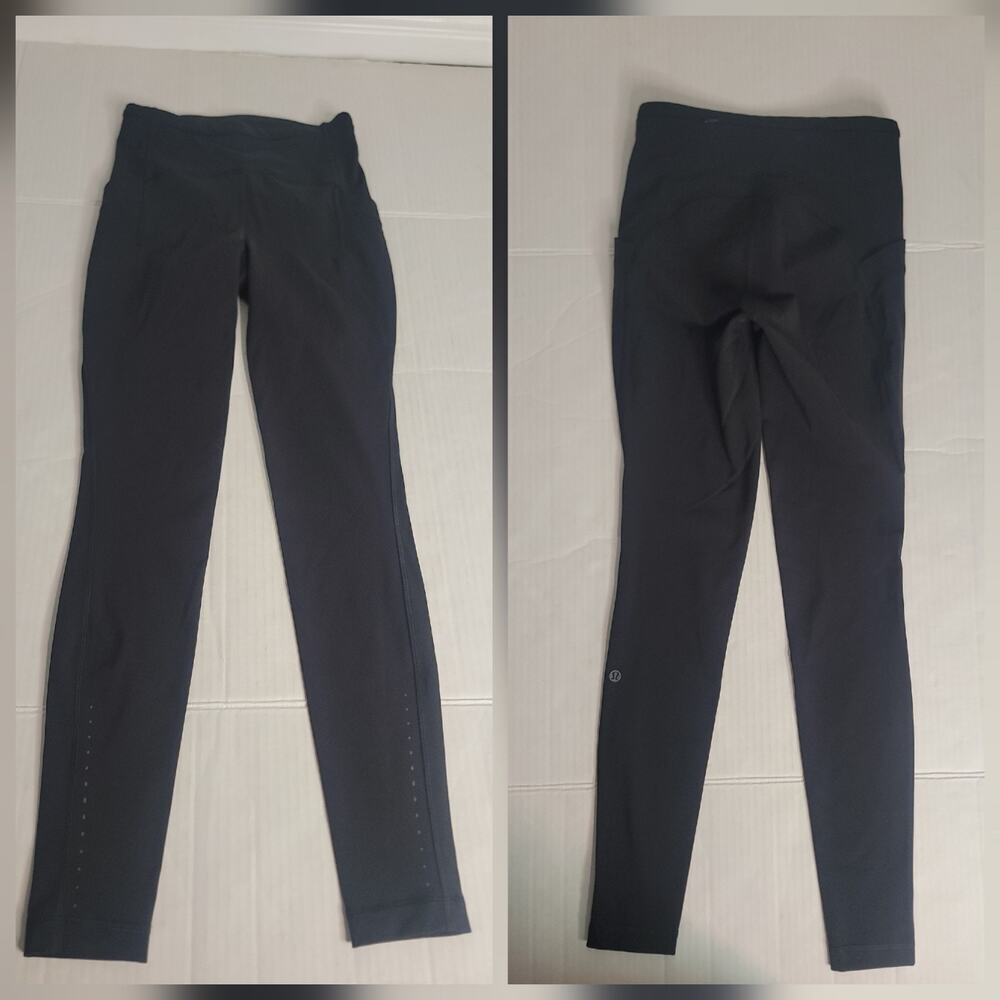 Lululemon SZ 4 Tight 28" Swift Speed Pockets High Rise W5CQ5S Reflective Black